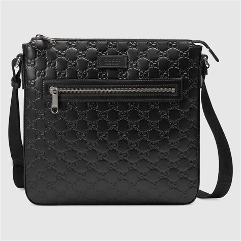 gucci men's leather messenger bag|gucci unisex messenger bag.